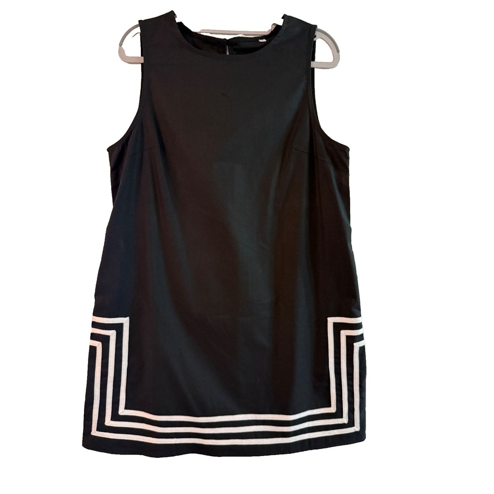 Lentta Women's Large Summer Boho A-Line Dress Color Block Black, Sleeveless